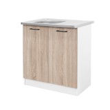 Leziter Praktik 80 alsó szekrény 2 ajtós mosogatós, fehér-sonoma tölgy