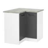 Leziter Praktik 90 alsó sarok szekrény 2 ajtós, fehér-antracit