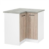 Leziter Praktik 90 alsó sarok szekrény 2 ajtós, fehér-sonoma tölgy