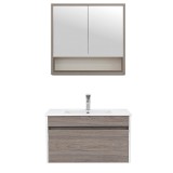 Leziter Primo 80 komplett fürdőszoba bútor tükörfényes fehér-rauna szil színben