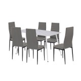 Leziter Renton 6+1 étkező garnitúra szürke-fekete
