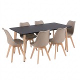 Leziter Silla 150 6+1 étkező garnitúra fekete-bézs