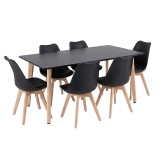 Leziter Silla 150 6+1 étkező garnitúra fekete-fekete