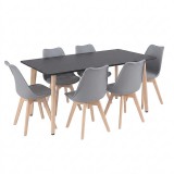 Leziter Silla 150 6+1 étkező garnitúra fekete-szürke