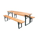 Leziter Sörpad garnitúra összecsukható acélvázas fenyő 200x50 cm