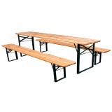 Leziter Sörpad garnitúra összecsukható acélvázas fenyő 220x70 cm