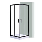 Leziter Spirit Clear 90x90x194 cm-es szögletes zuhanykabin, erősített akril zuhanytálcával fekete