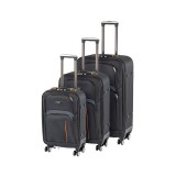 Leziter TraveLux Light gurulós bőrönd szett fekete