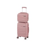Leziter TraveLux Voyager II gurulós bőrönd szett mályvarózsaszín
