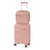 Leziter TraveLux Voyager II gurulós bőrönd szett rosegold