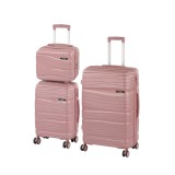 Leziter TraveLux Voyager IX gurulós bőrönd szett mályvarózsaszín