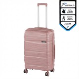Leziter TraveLux Voyager közepes bőrönd keményfedeles 68x45x25 cm mályvarózsaszín