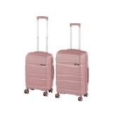 Leziter TraveLux Voyager V gurulós bőrönd szett mályvarózsaszín