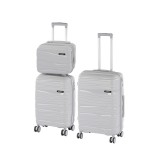 Leziter TraveLux Voyager VIII gurulós bőrönd szett szürke