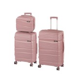 Leziter TraveLux Voyager X gurulós bőrönd szett mályvarózsaszín