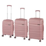 Leziter TraveLux Voyager XI gurulós bőrönd szett mályvarózsaszín