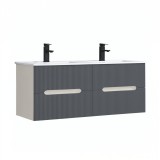 Leziter Trent 120 alsó fürdőszobabútor kerámia mosdóval (2 fiókos) fehér-antracit szürke