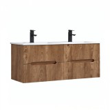 Leziter Trent 120 alsó fürdőszobabútor kerámia mosdóval 4 fiókos, sunset tölgy