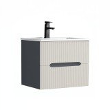 Leziter Trent 60 alsó fürdőszobabútor kerámia mosdóval (2 fiókos) antracit szürke-fehér