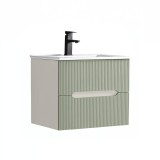 Leziter Trent 60 alsó fürdőszobabútor kerámia mosdóval (2 fiókos) fehér-olivazöld