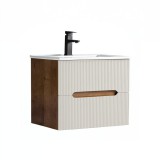 Leziter Trent 60 alsó fürdőszobabútor kerámia mosdóval (2 fiókos) sunset tölgy-fehér