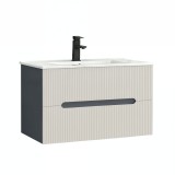 Leziter Trent 80 alsó fürdőszobabútor kerámia mosdóval (2 fiókos) antracit szürke-fehér