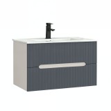 Leziter Trent 80 alsó fürdőszobabútor kerámia mosdóval (2 fiókos) fehér-antracit szürke