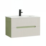 Leziter Trent 80 alsó fürdőszobabútor kerámia mosdóval (2 fiókos) pisztáciazöld-fehér