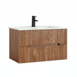 Leziter Trent 80 alsó fürdőszobabútor kerámia mosdóval 2 fiókos, sunset tölgy