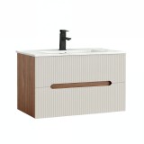 Leziter Trent 80 alsó fürdőszobabútor kerámia mosdóval (2 fiókos) sunset tölgy-fehér