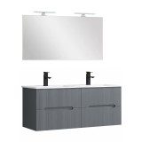 Leziter Trent Fürdőszobabútor 120 cm kerámia mosdóval tükörrel 60x120 cm antracit szürke