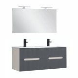 Leziter Trent Fürdőszobabútor 120 cm kerámia mosdóval tükörrel 60x120 cm fehér-antracit szürke