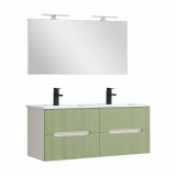 Leziter Trent Fürdőszobabútor 120 cm kerámia mosdóval tükörrel 60x120 cm fehér-pisztáciazöld