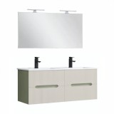 Leziter Trent Fürdőszobabútor 120 cm kerámia mosdóval tükörrel 60x120 cm olivazöld-fehér