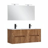 Leziter Trent Fürdőszobabútor 120 cm kerámia mosdóval tükörrel 60x120 cm sunset tölgy