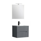 Leziter Trent Fürdőszobabútor 60 cm kerámia mosdóval (2 fiókos) tükörrel 60x80 cm antracit szürke