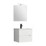 Leziter Trent Fürdőszobabútor 60 cm kerámia mosdóval (2 fiókos) tükörrel 60x80 cm fehér