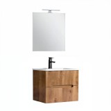 Leziter Trent Fürdőszobabútor 60 cm kerámia mosdóval (2 fiókos) tükörrel 60x80 cm sunset tölgy