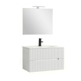 Leziter Trent Fürdőszobabútor 80 cm kerámia mosdóval (2 fiókos) tükörrel 60x80 cm fehér