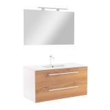 Leziter Vario Clam 100 komplett fürdőszoba bútor fehér-tölgy