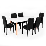 Leziter Verona 150 6+1 étkező garnitúra fehér-fekete
