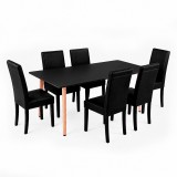 Leziter Verona 150 6+1 étkező garnitúra fekete-fekete