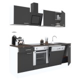 Leziter Yorki 220 konyhabútor fehér korpusz,selyemfényű antracit fronttal alsó sütős elemmel