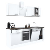 Leziter Yorki 220 konyhabútor fehér korpusz,selyemfényű fehér fronttal alsó sütős elemmel