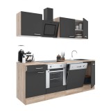 Leziter Yorki 220 konyhabútor sonoma tölgy korpusz,selyemfényű antracit fronttal alsó sütős elemmel