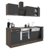 Leziter Yorki 220 konyhabútor yorki tölgy korpusz,selyemfényű antracit fronttal alsó sütős elemmel