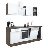 Leziter Yorki 220 konyhabútor yorki tölgy korpusz,selyemfényű fehér fronttal alsó sütős elemmel