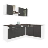 Leziter Yorki 220 sarok konyhabútor fehér korpusz,selyemfényű antracit fronttal