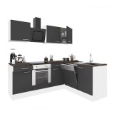 Leziter Yorki 220 sarok konyhabútor fehér korpusz,selyemfényű antracit fronttal alsó sütős elemmel