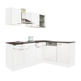 Leziter Yorki 220 sarok konyhabútor fehér korpusz,selyemfényű fehér fronttal